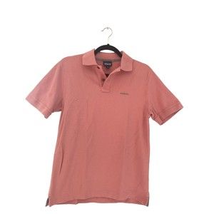 Patagonia Polo Organic Cotton Polo Logo Mens Embroidered Salmon Size S